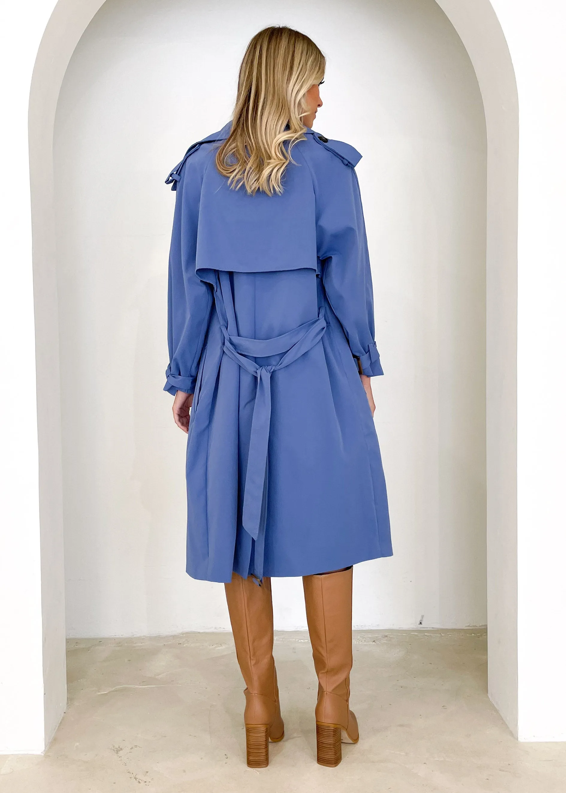 Taffie Trench Coat - Blue sold by Gingham & Heels product image thumbnail 5
