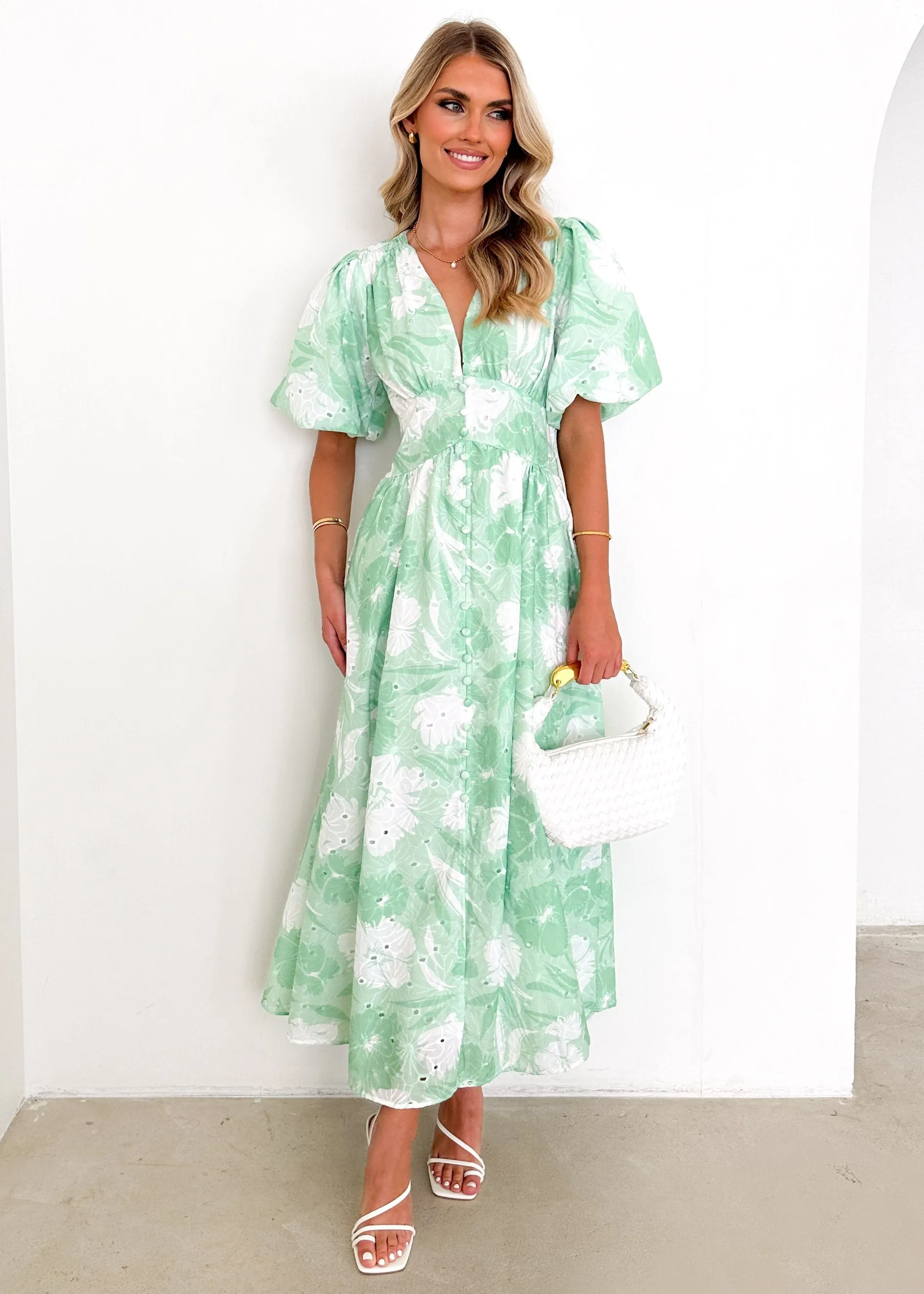 Tover Midi Dress - Mint Floral sold by Gingham & Heels product image thumbnail 3