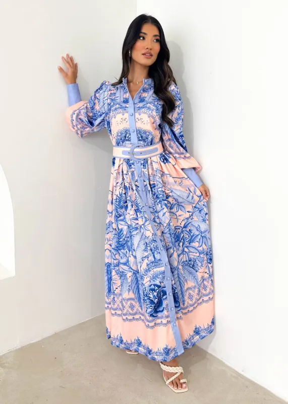 Solada Maxi Dress - Blue Floral sold by Gingham & Heels