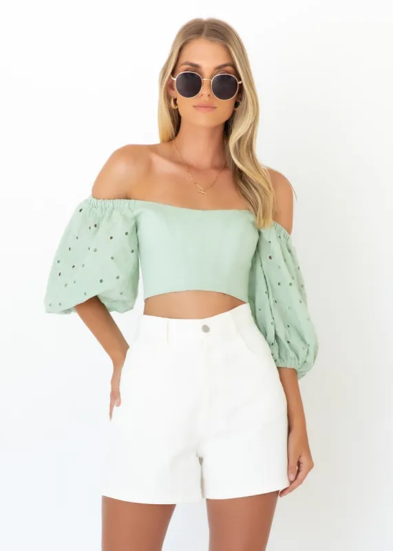 Like Clockwork Crop - Sage sold by Gingham & Heels