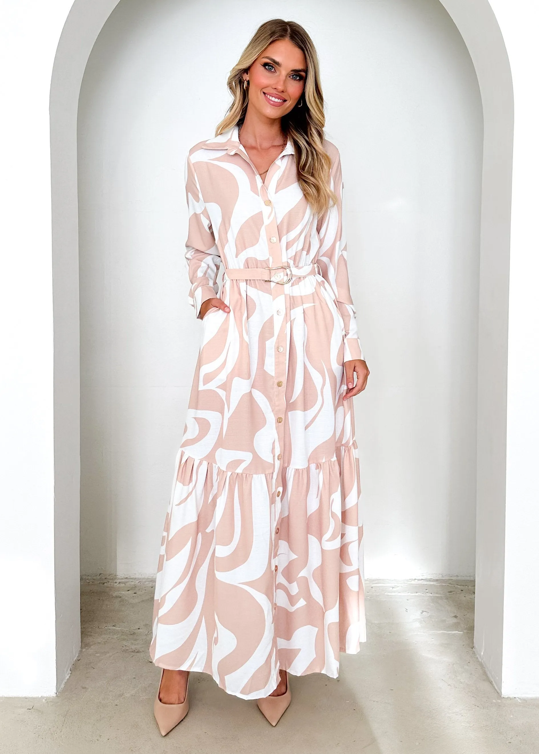 Essie Maxi Dress - Beige Abstract sold by Gingham & Heels product image thumbnail 2