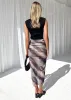 Jalena Mesh Midi Skirt - Brown Tie Dye sold by Gingham & Heels