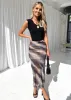 Jalena Mesh Midi Skirt - Brown Tie Dye sold by Gingham & Heels