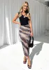 Jalena Mesh Midi Skirt - Brown Tie Dye sold by Gingham & Heels