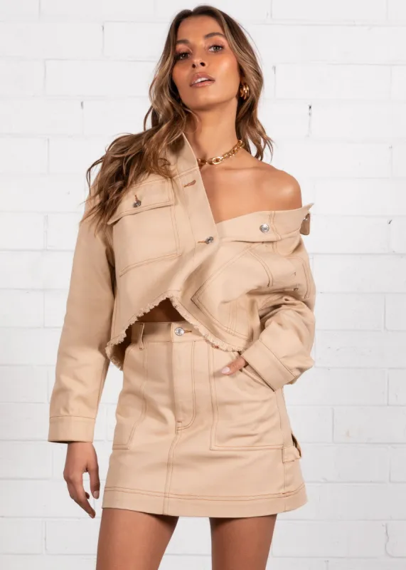 Bradshaw Denim Jacket - Beige sold by Gingham & Heels