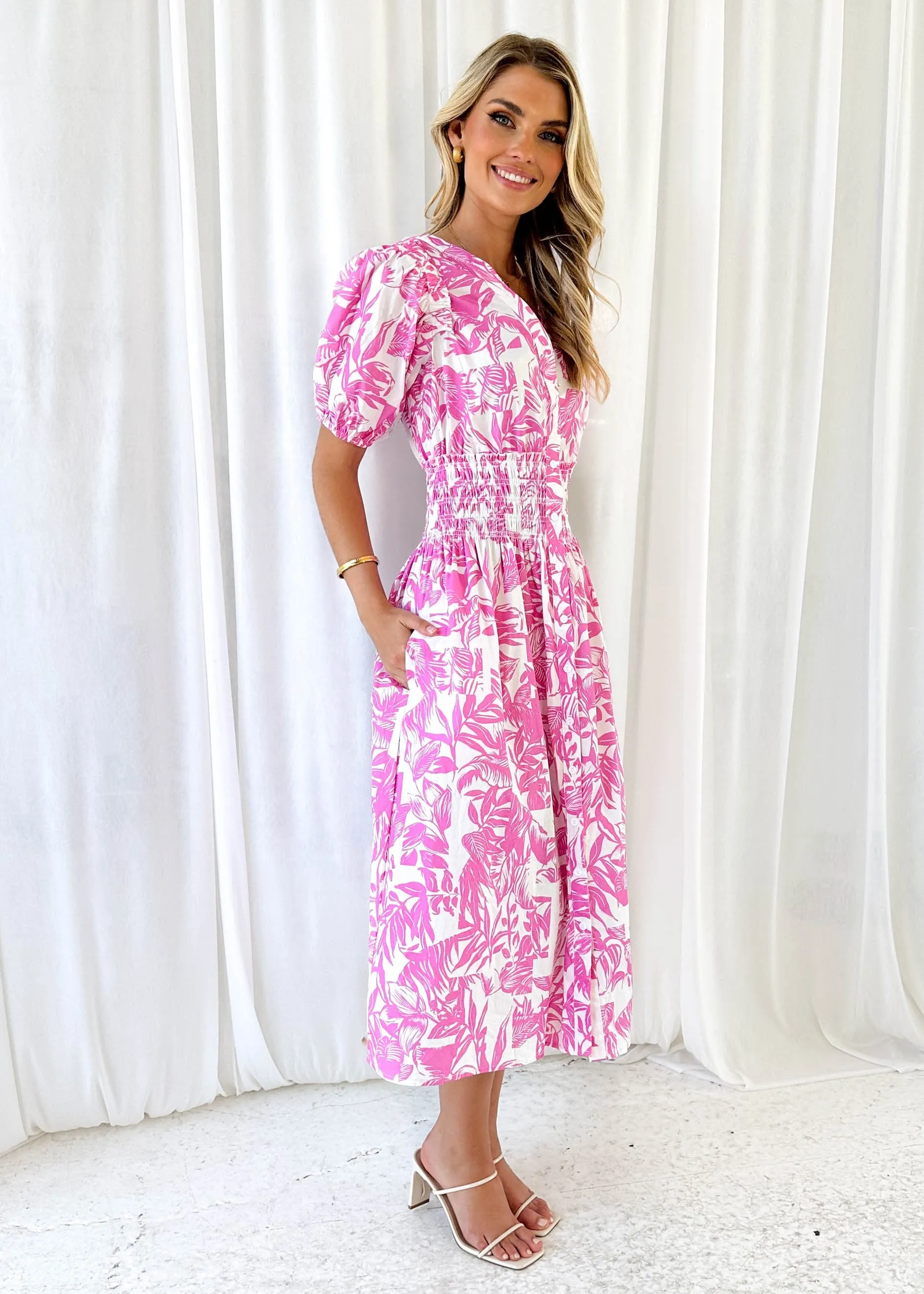Cotta Midi Dress - Pink Abstract sold by Gingham & Heels product image thumbnail 4