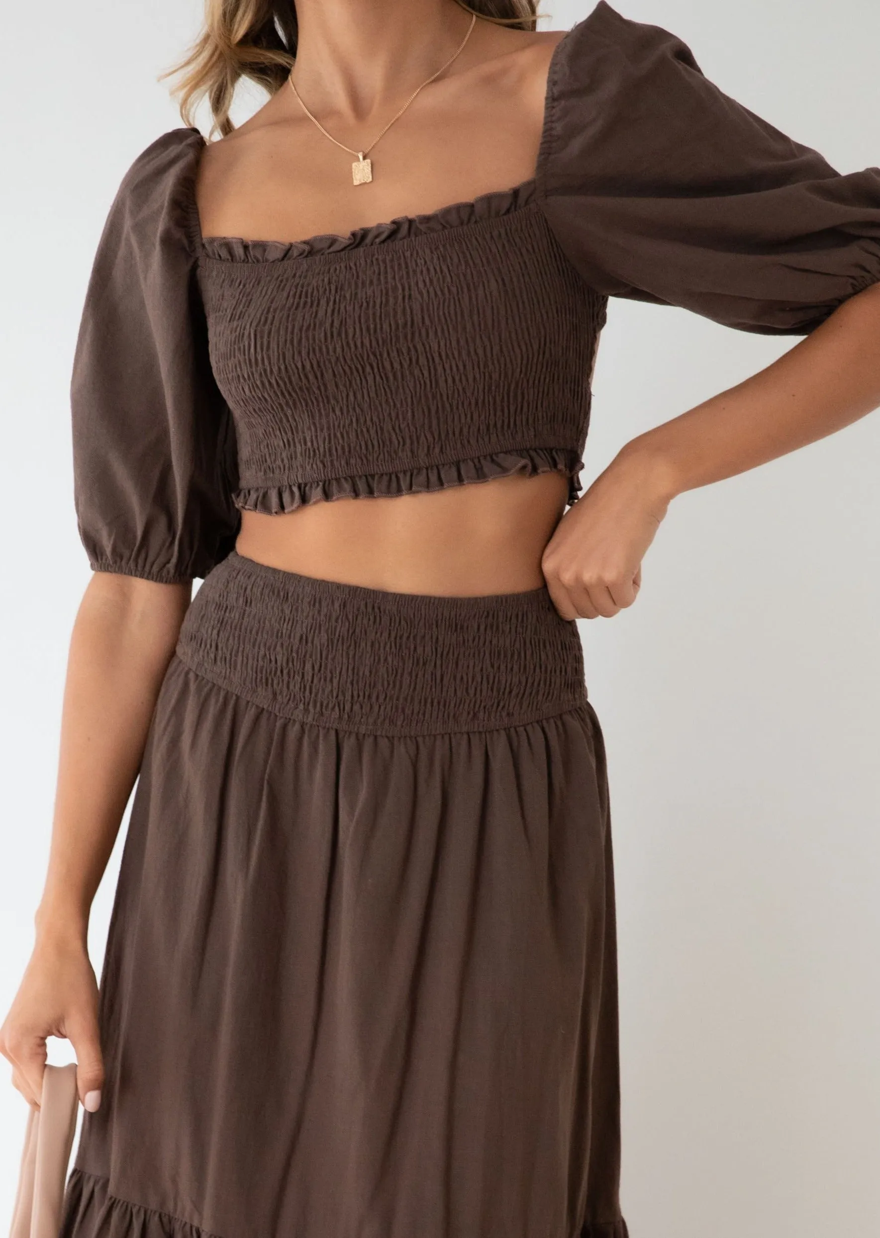 Press Pause Crop - Chocolate sold by Gingham & Heels product image thumbnail 3