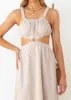 Kyra Cut Out Midi Dress - Natural Stripe sold by Gingham & Heels