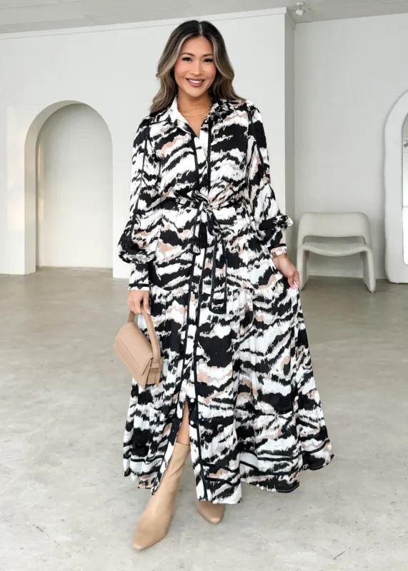 Toyra Maxi Dress - Black Marble sold by Gingham & Heels