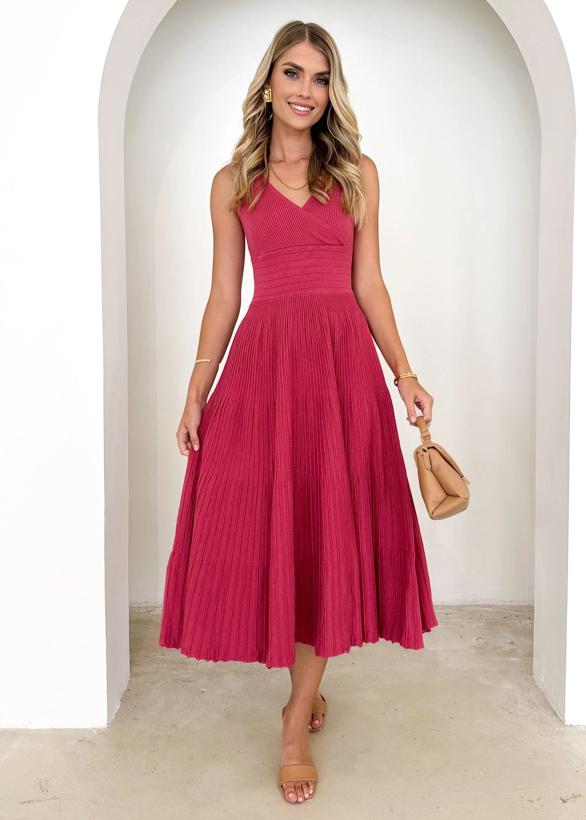 Mella Knit Midi Dress - Berry sold by Gingham & Heels product image thumbnail 2