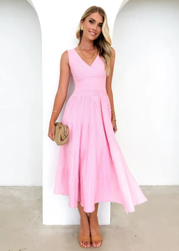 Mella Knit Midi Dress - Candy Pink sold by Gingham & Heels