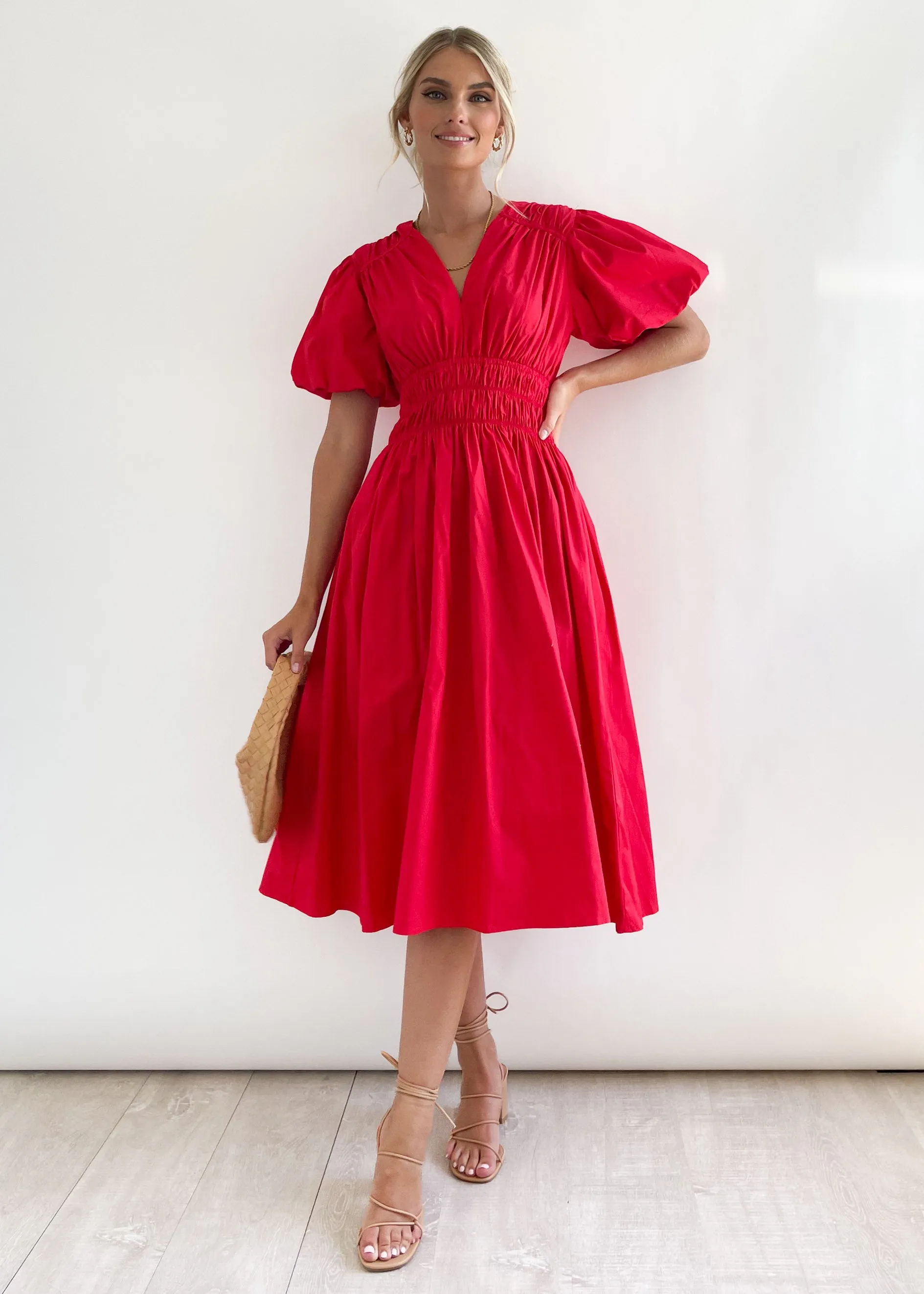 Daphne Midi Dress - Candy Apple sold by Gingham & Heels product image thumbnail 4