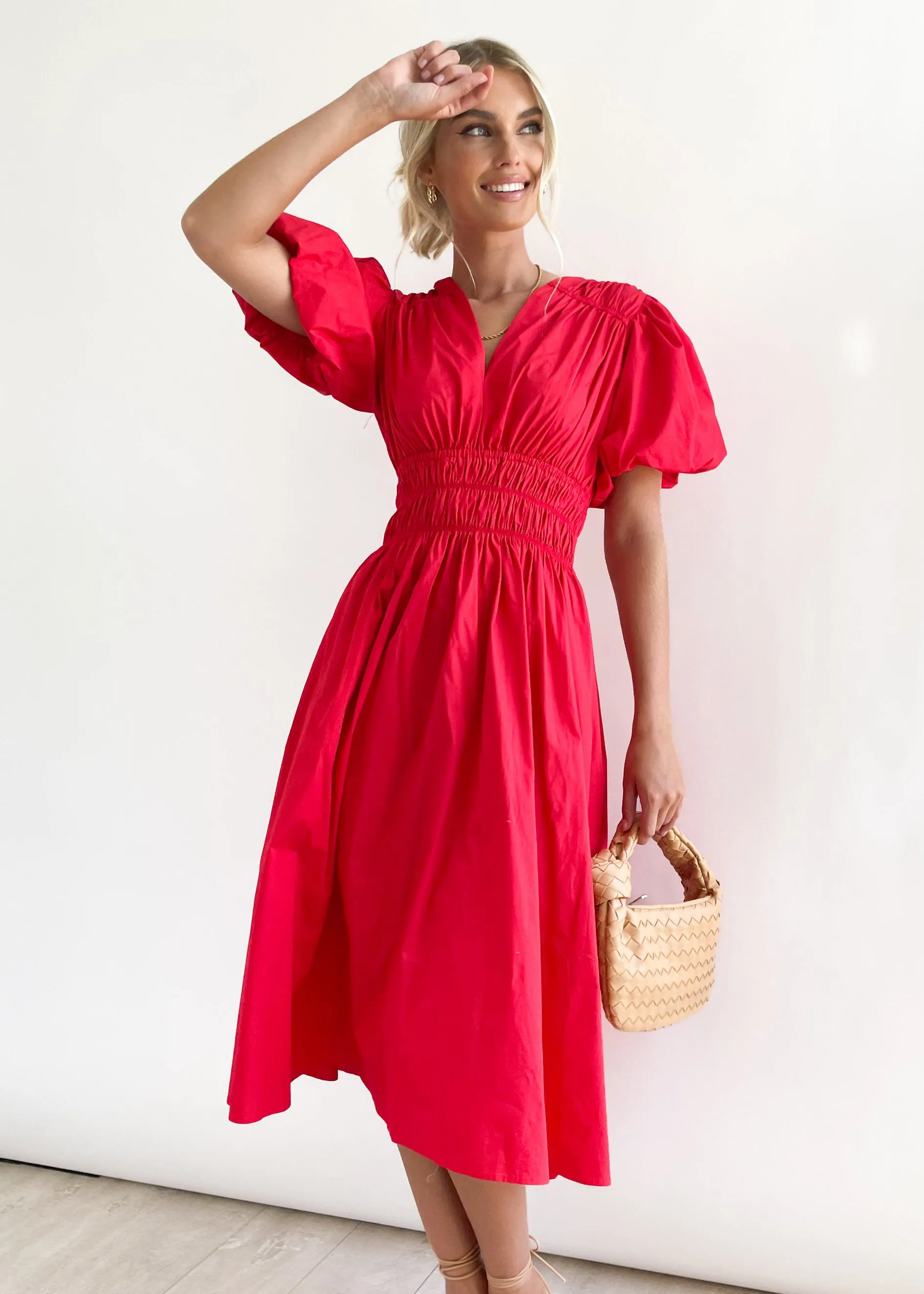 Daphne Midi Dress - Candy Apple sold by Gingham & Heels product image thumbnail 3