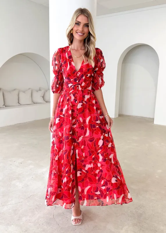 Tiffanie Midi Dress - Ruby Floral sold by Gingham & Heels