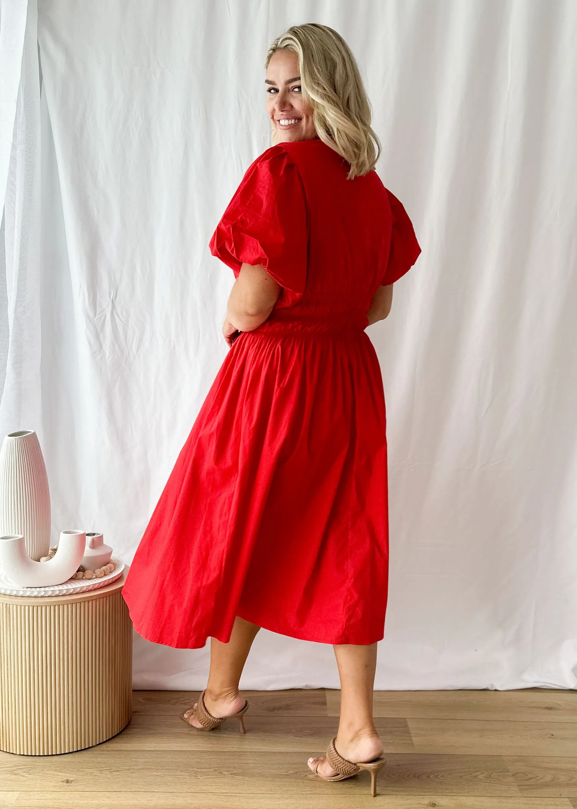 Daphne Midi Dress - Candy Apple sold by Gingham & Heels product image thumbnail 5