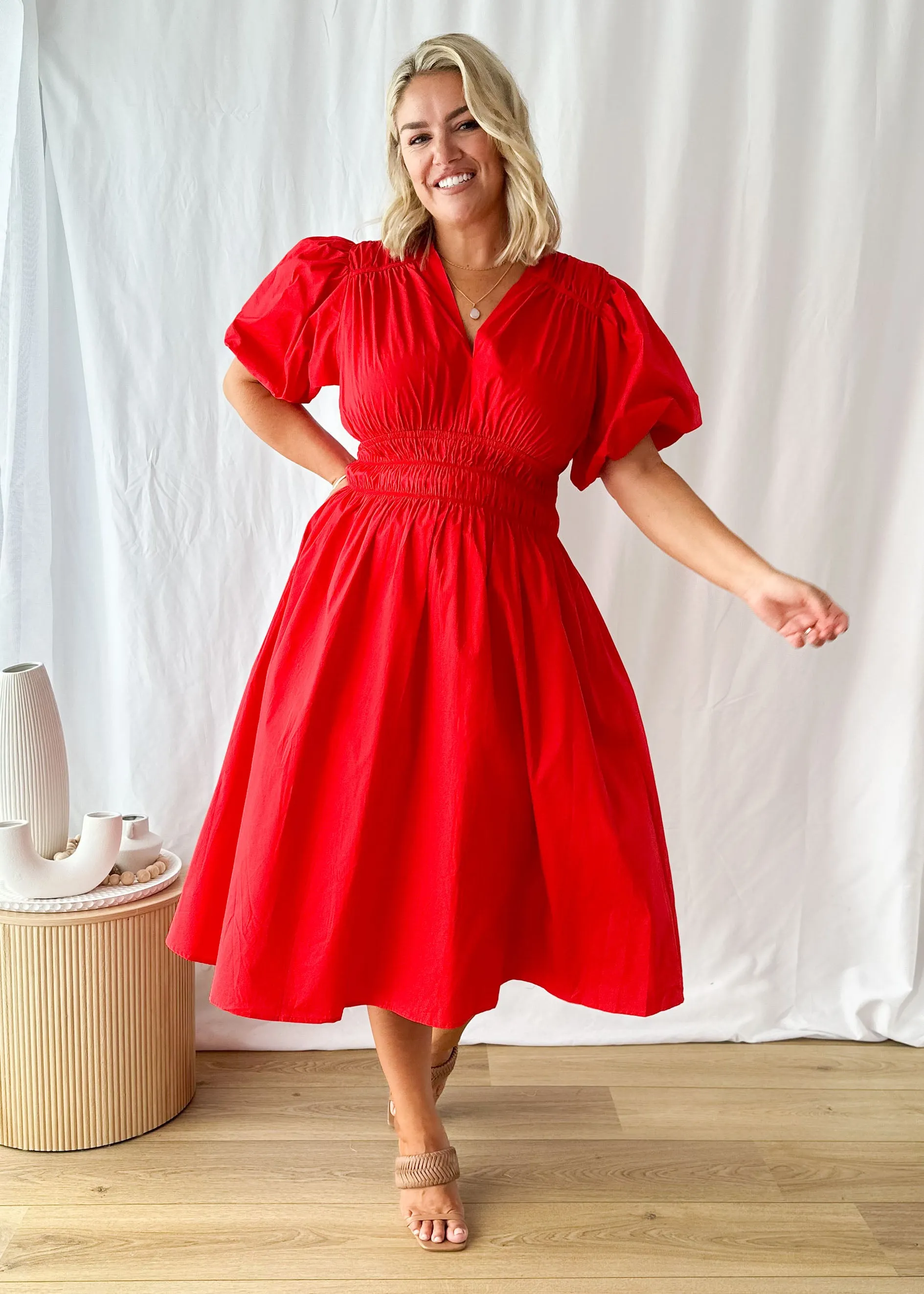 Daphne Midi Dress - Candy Apple sold by Gingham & Heels product image thumbnail 2