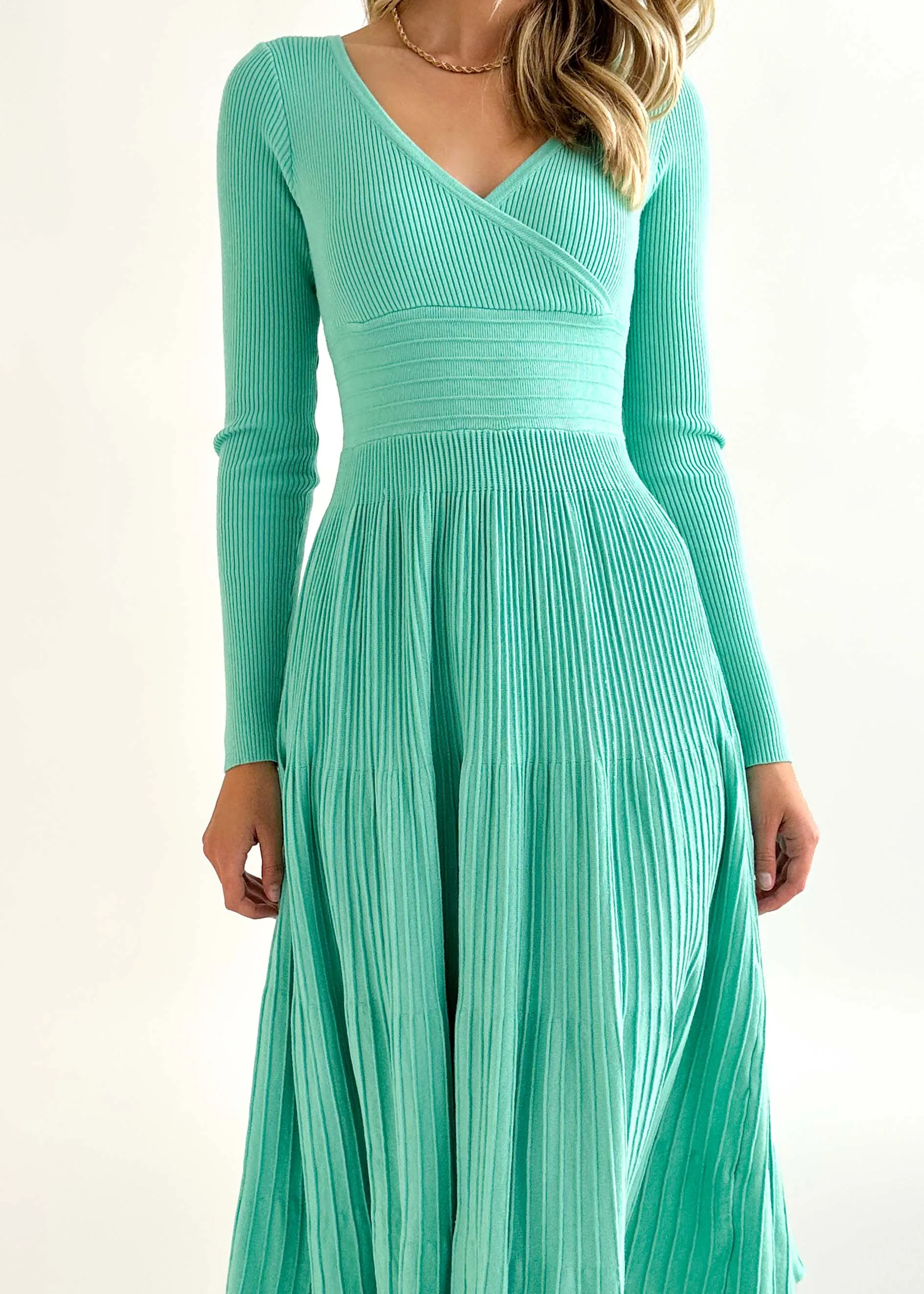 Alise Knit Midi Dress - Aqua sold by Gingham & Heels