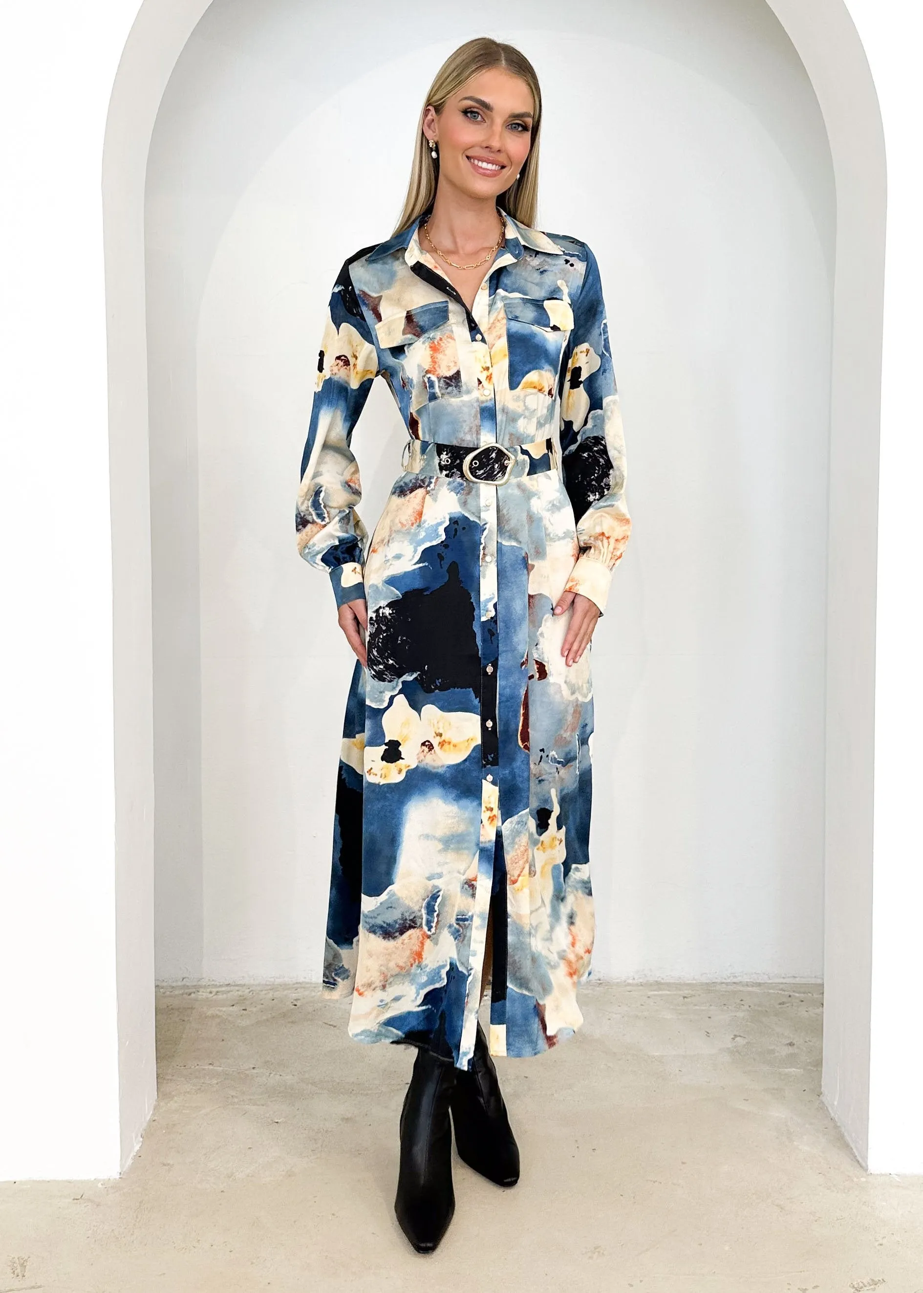 Anrika Midi Dress - Blue Marble sold by Gingham & Heels product image thumbnail 5