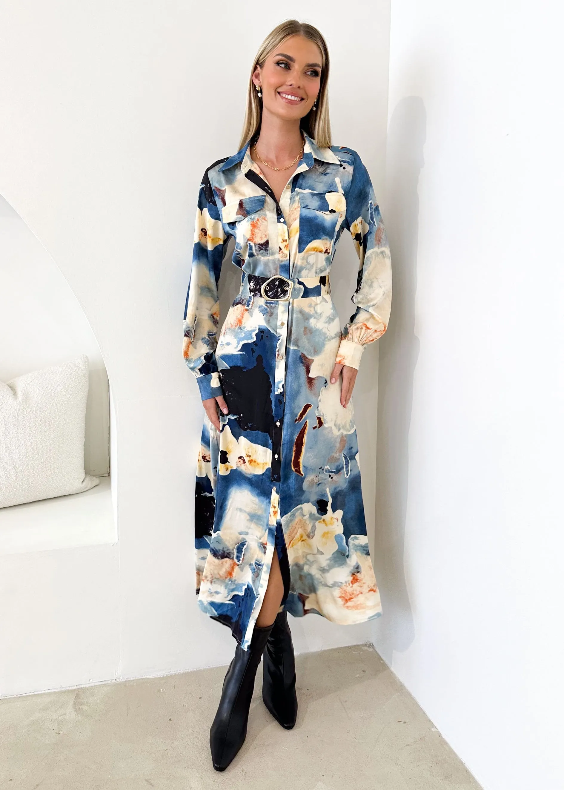 Anrika Midi Dress - Blue Marble sold by Gingham & Heels product image thumbnail 3