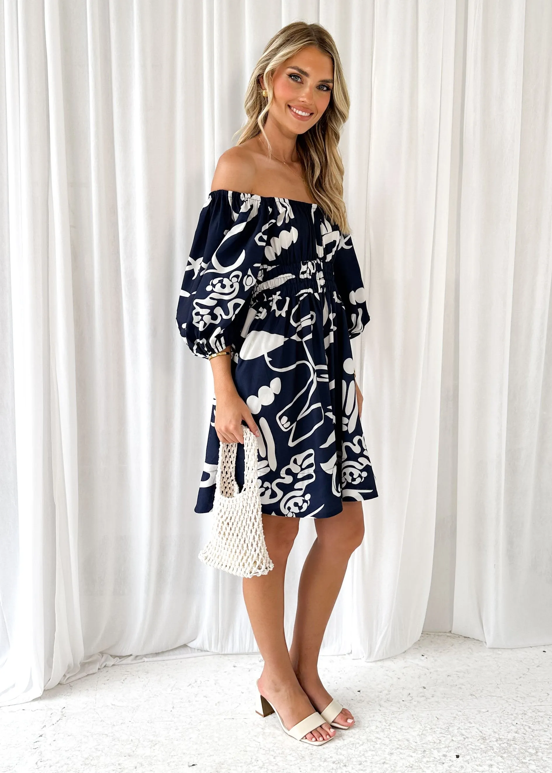 Stassio Dress - Navy Abstract sold by Gingham & Heels product image thumbnail 4