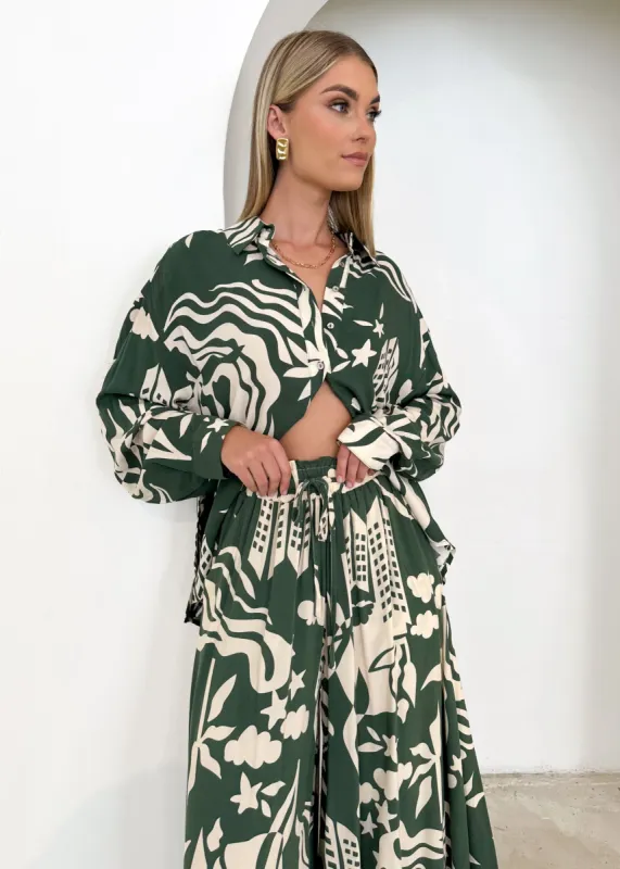 Deanno Shirt - Forest Abstract sold by Gingham & Heels