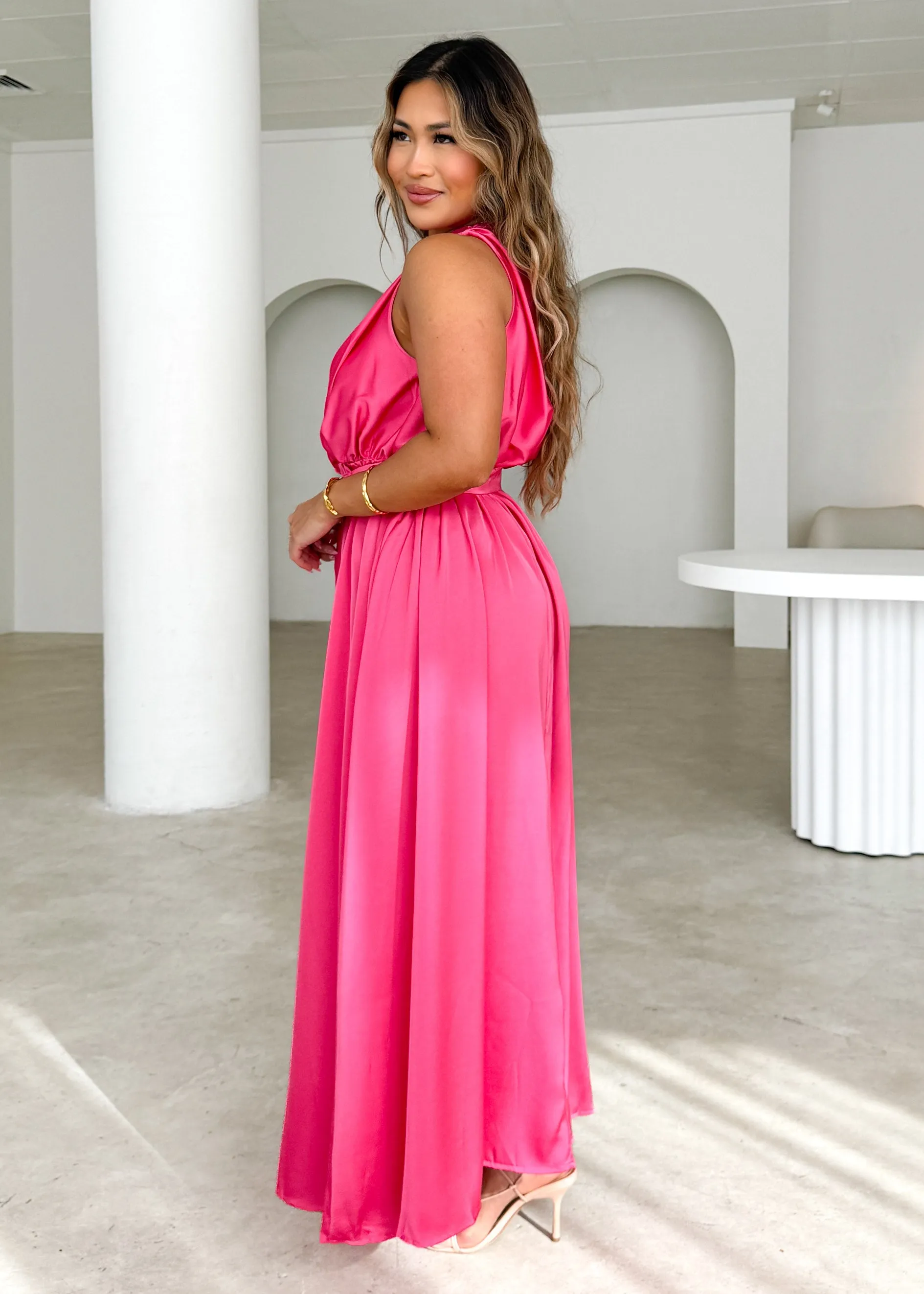 Korah One Shoulder Midi Dress - Pink sold by Gingham & Heels product image thumbnail 4