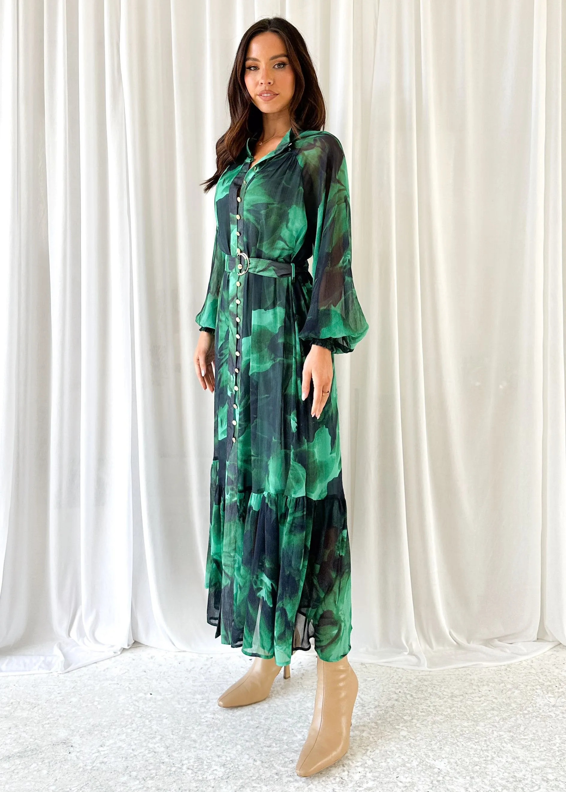 Atlanta Maxi Dress - Emerald Watercolour sold by Gingham & Heels product image thumbnail 5