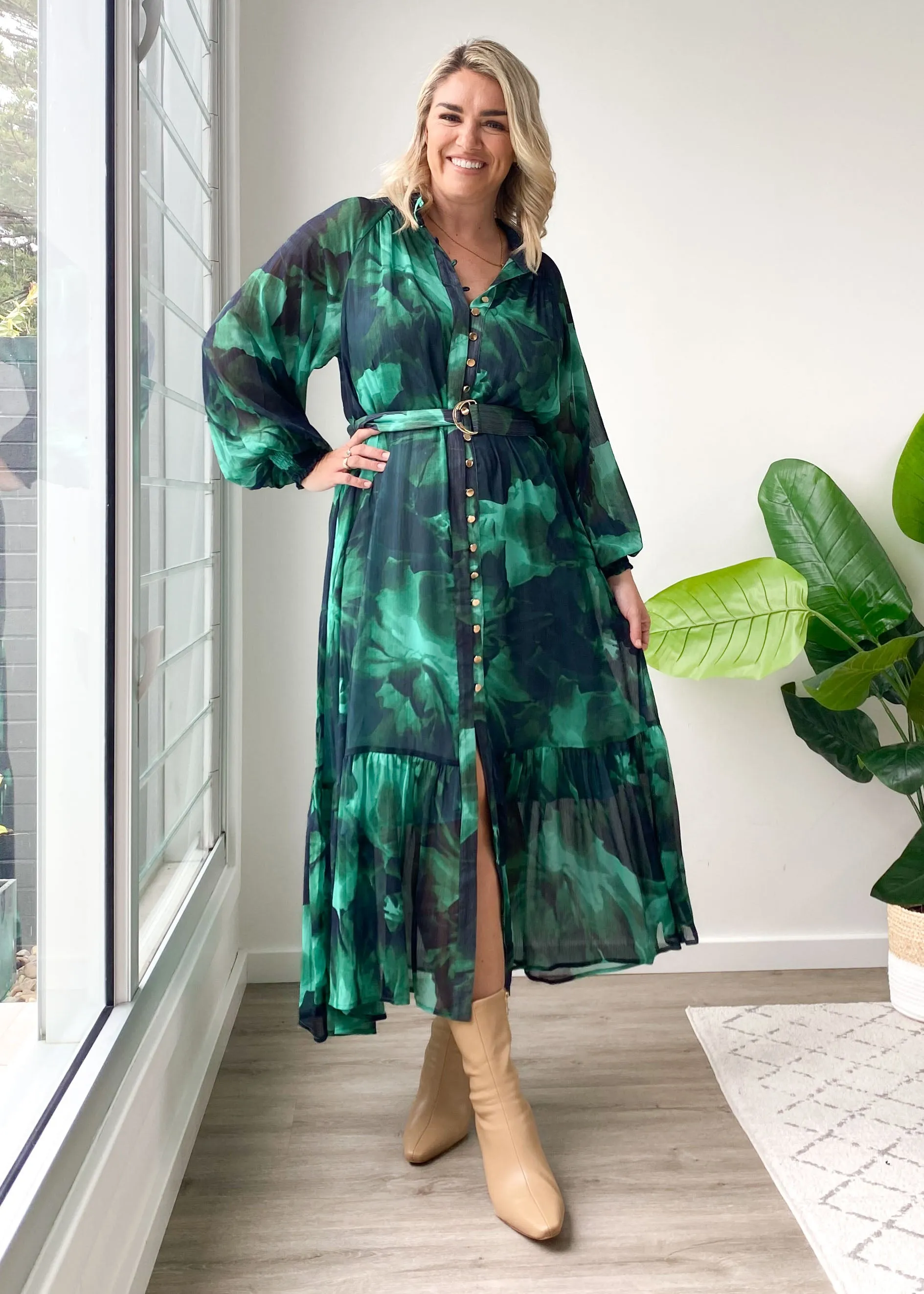Atlanta Maxi Dress - Emerald Watercolour sold by Gingham & Heels product image thumbnail 2