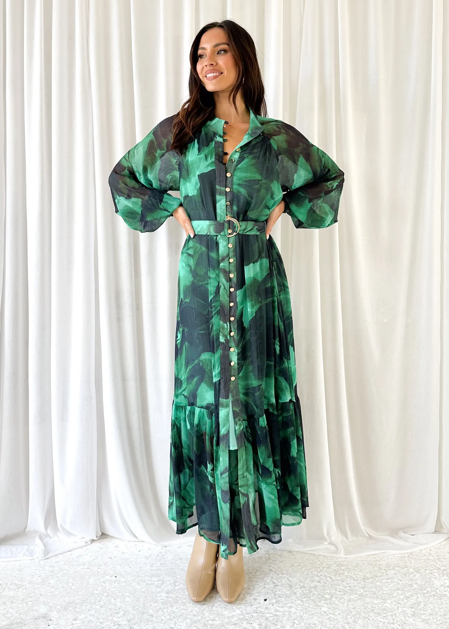 Atlanta Maxi Dress - Emerald Watercolour sold by Gingham & Heels product image thumbnail 4