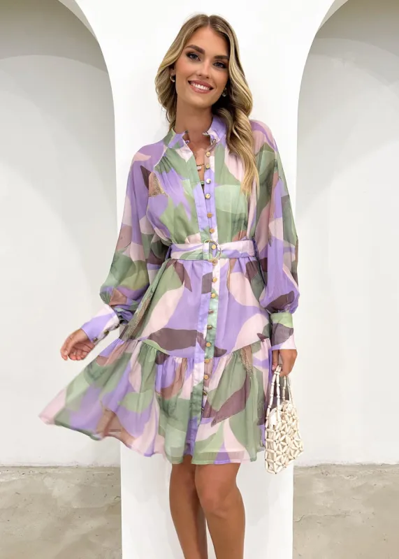 Daria Dress - Lilac Leaf sold by Gingham & Heels