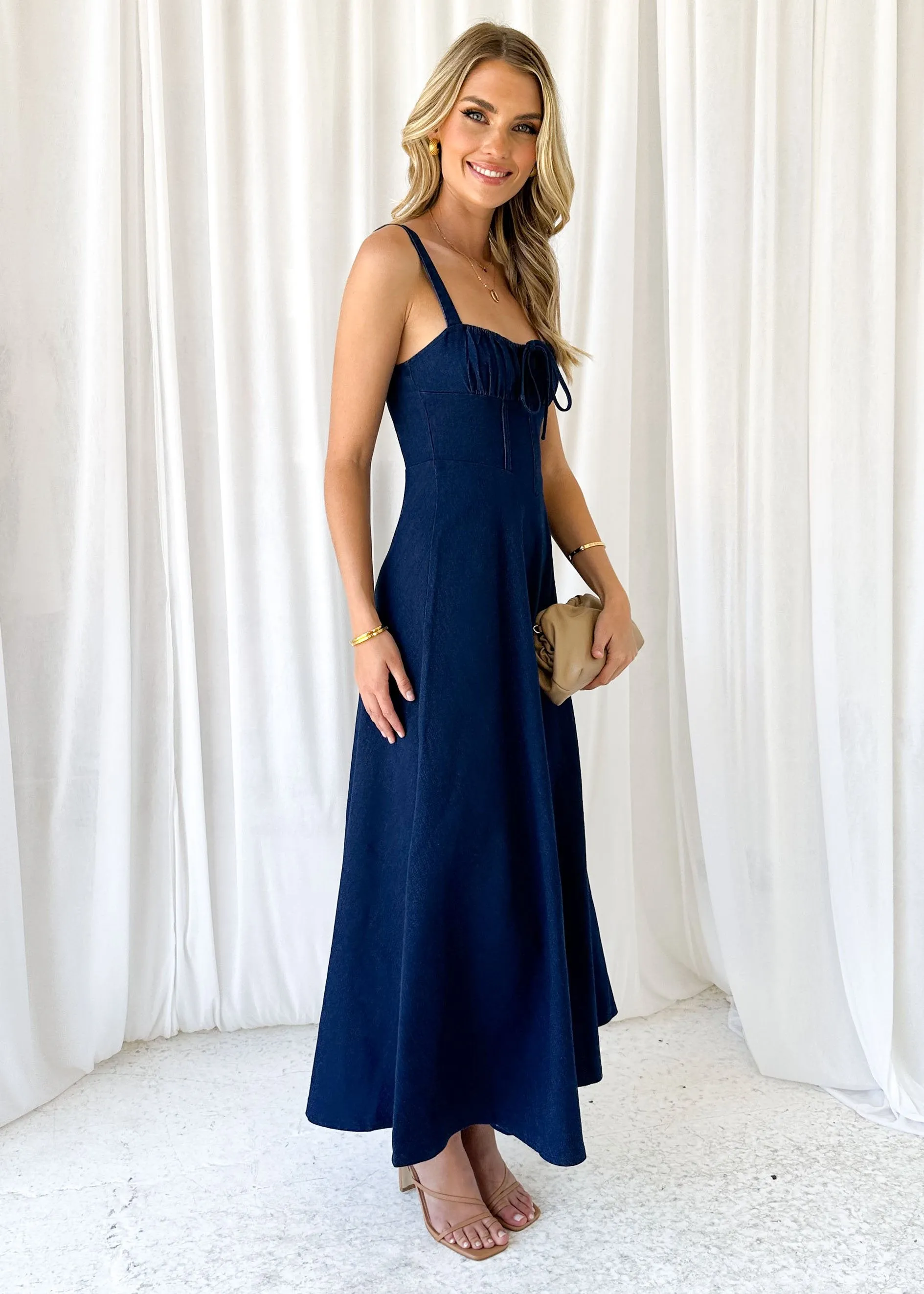 Lynda Stretch Denim Midi Dress - Indigo sold by Gingham & Heels product image thumbnail 4