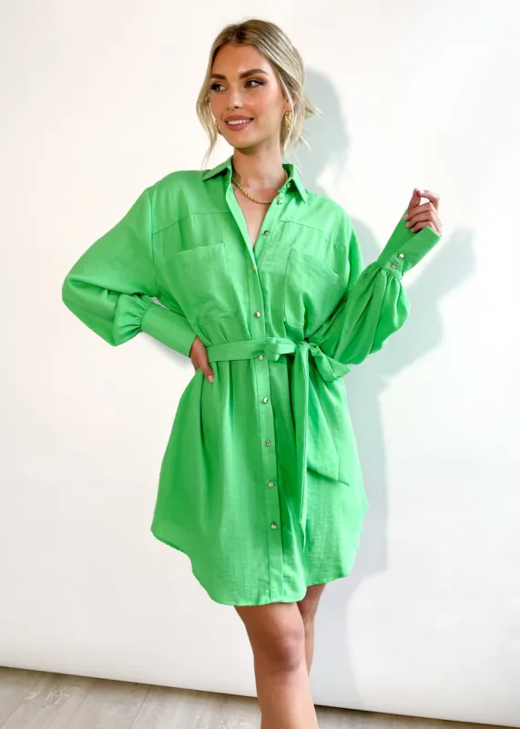 Amiaty Shirt Dress - Green sold by Gingham & Heels