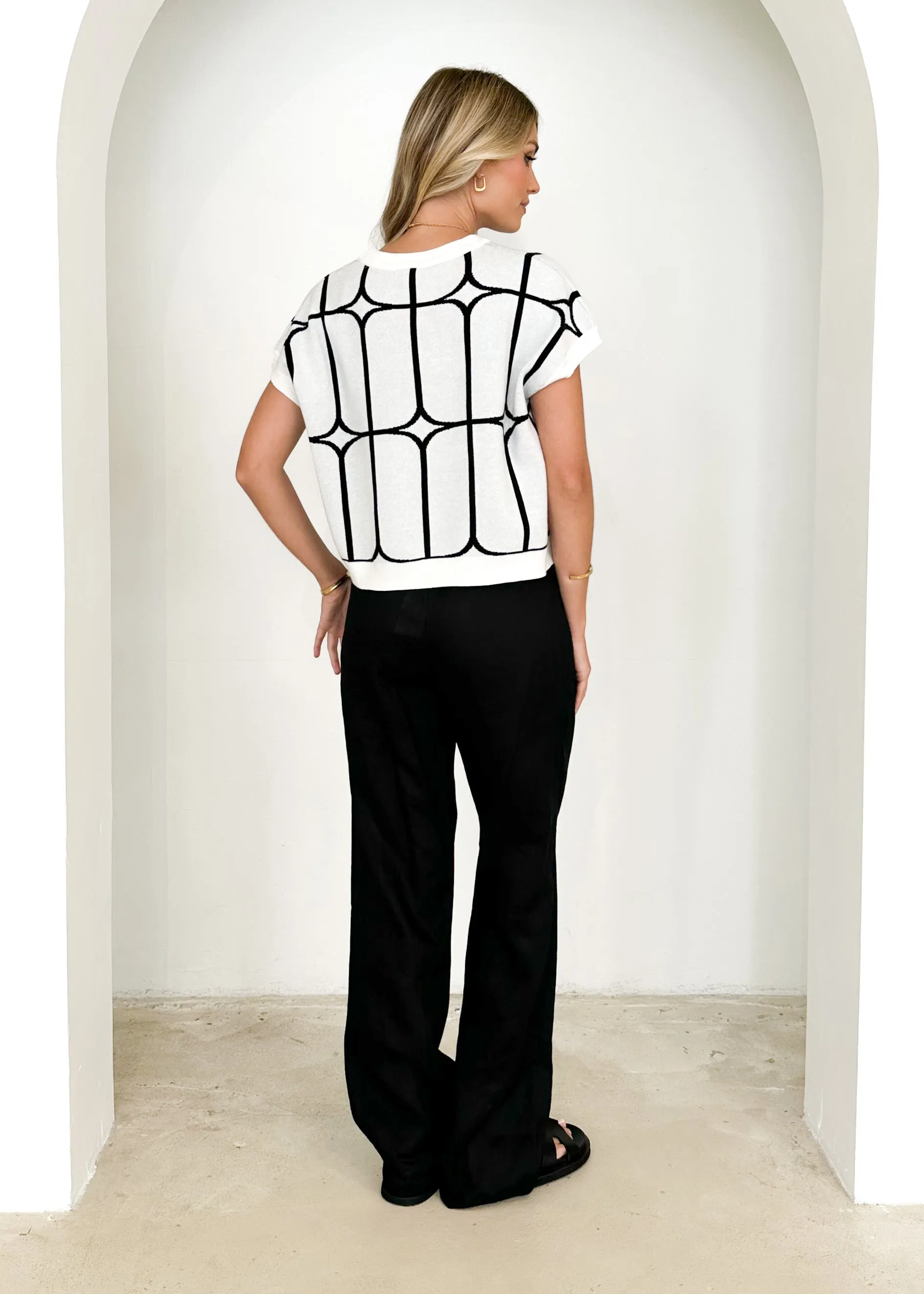 Xavor Knit Top - White Geo sold by Gingham & Heels product image thumbnail 5