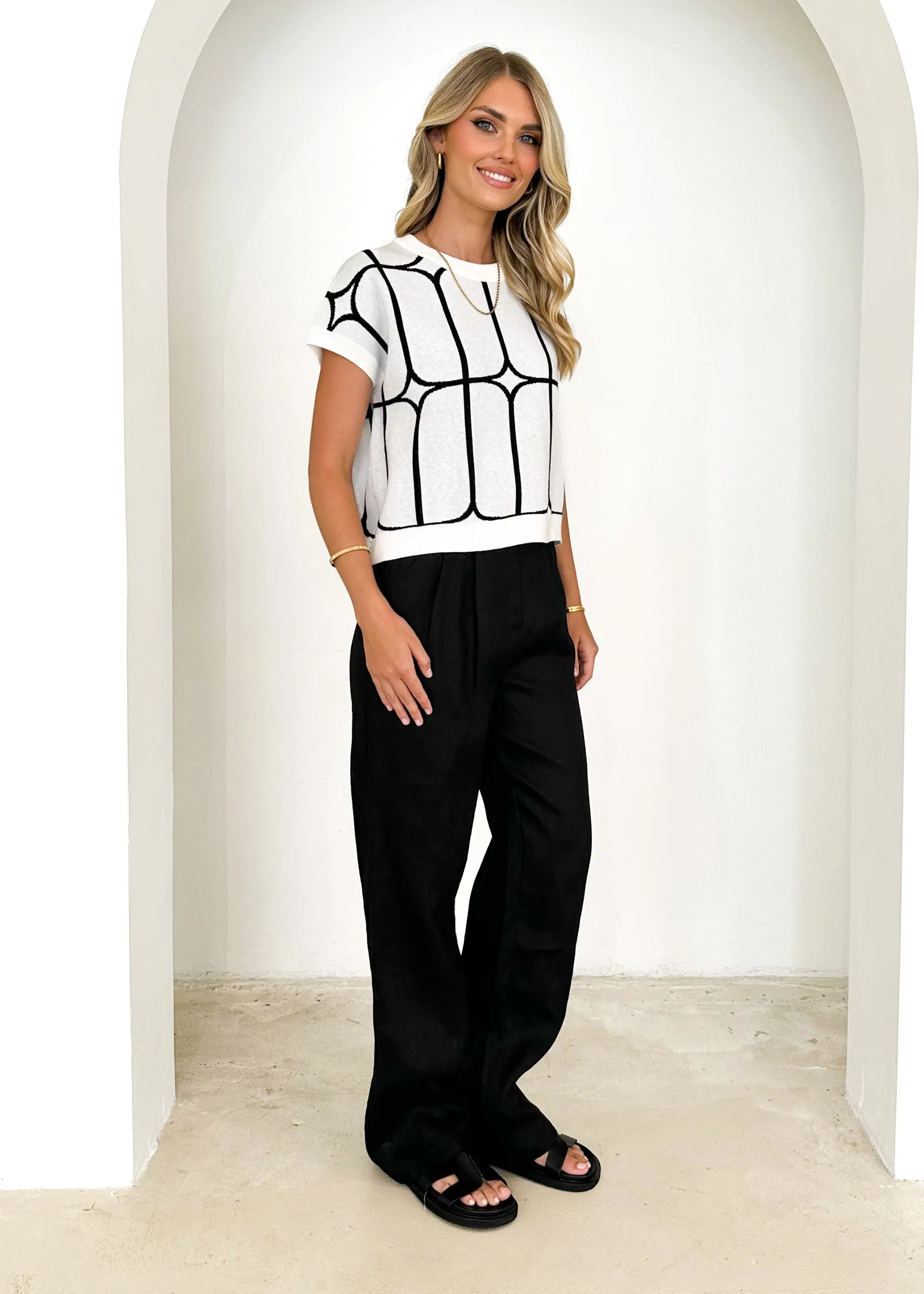 Xavor Knit Top - White Geo sold by Gingham & Heels product image thumbnail 4