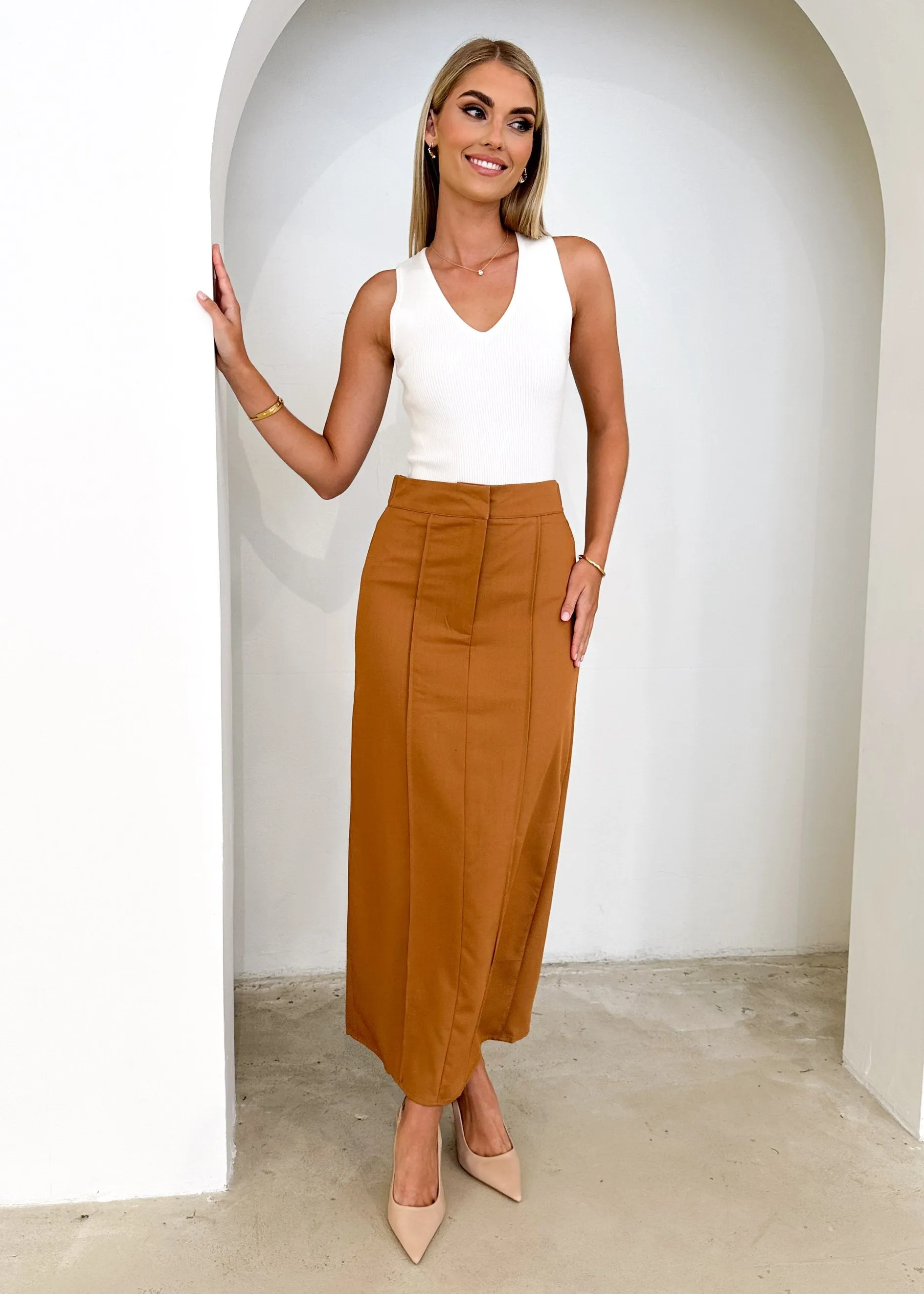 Corina Midi Skirt - Rust sold by Gingham & Heels product image thumbnail 5