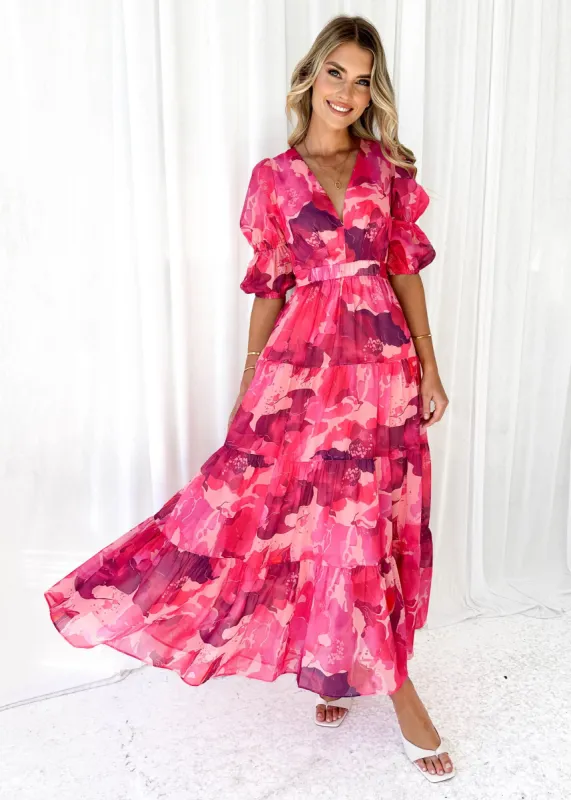 Armella Maxi Dress - Magenta Rush sold by Gingham & Heels