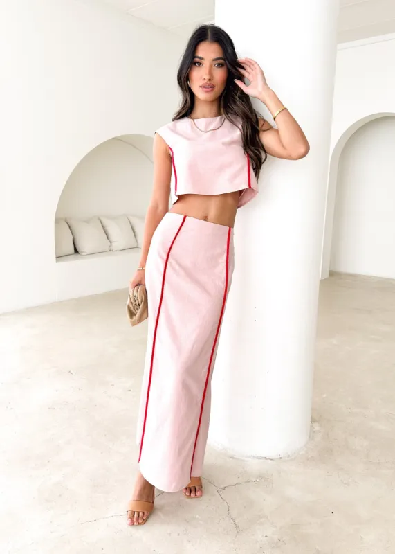 Loha Maxi Skirt - Blush sold by Gingham & Heels