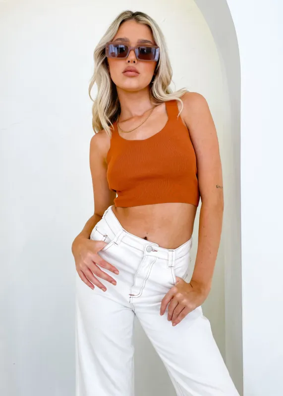 Bennett Knit Crop - Cinnamon sold by Gingham & Heels