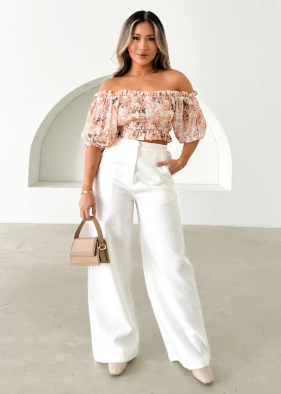 Jesslyn Crop Blouse - Orange Floral sold by Gingham & Heels