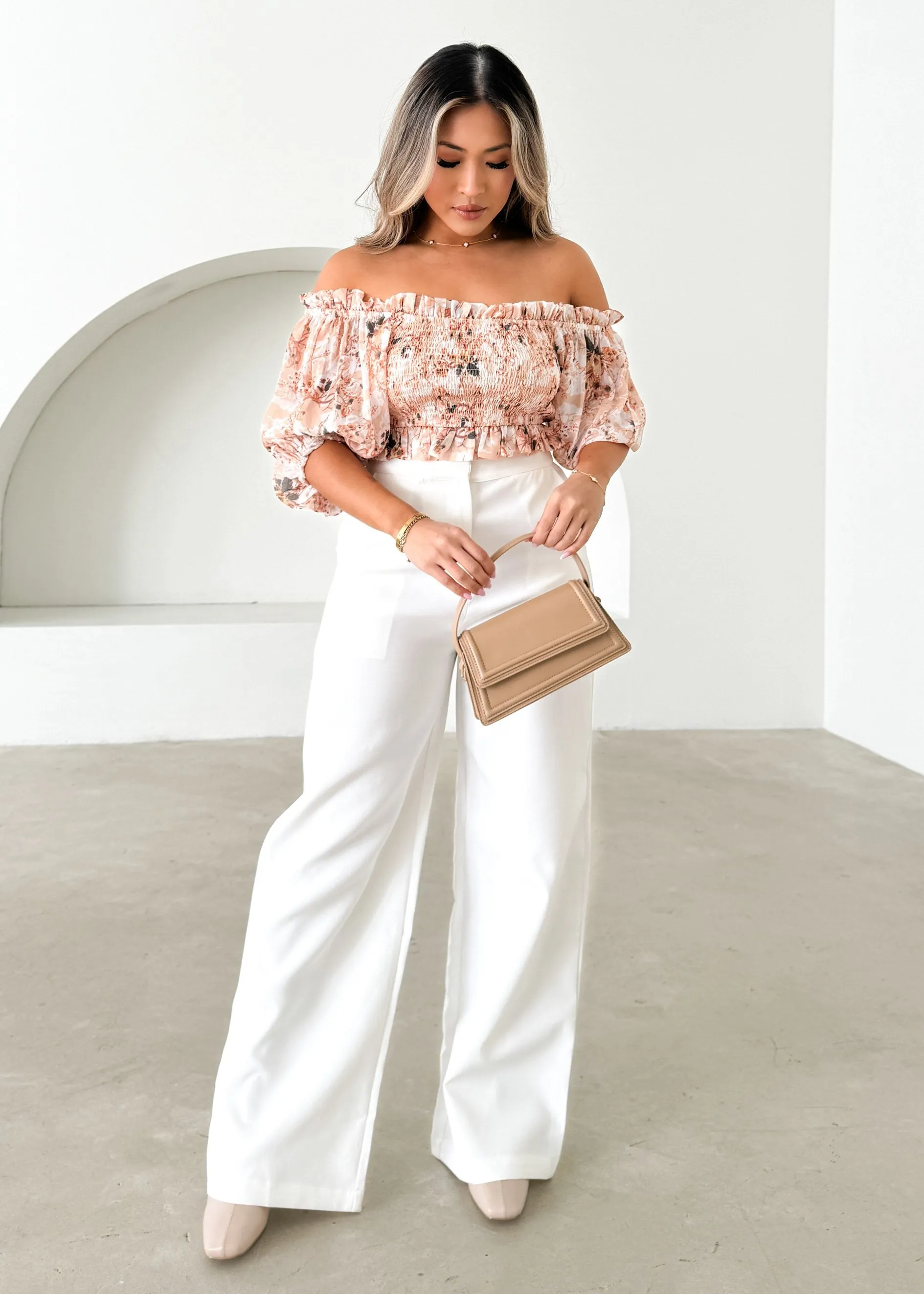 Jesslyn Crop Blouse - Orange Floral sold by Gingham & Heels product image thumbnail 2