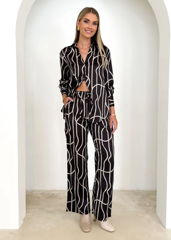 Allasra Pants - Black Rope sold by Gingham & Heels