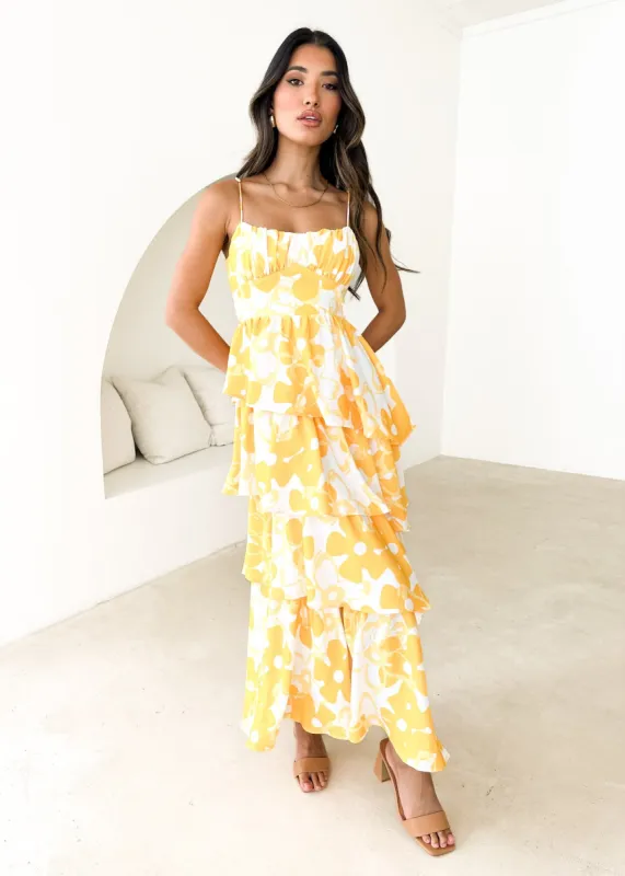 Andie Maxi Dress - Yellow Floral sold by Gingham & Heels