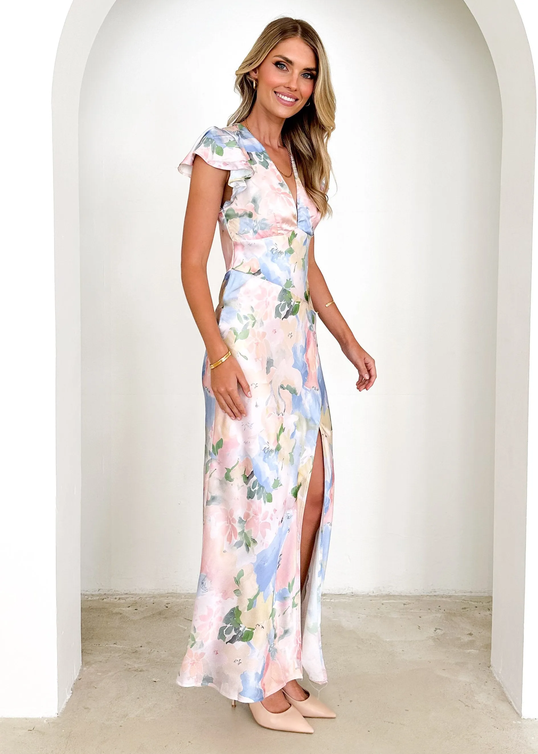 Lasper Maxi Dress - Pastel Blue Floral sold by Gingham & Heels product image thumbnail 4