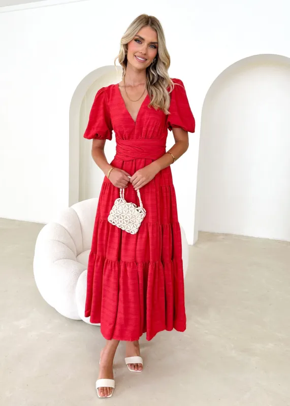 Geerio Maxi Dress - Red sold by Gingham & Heels