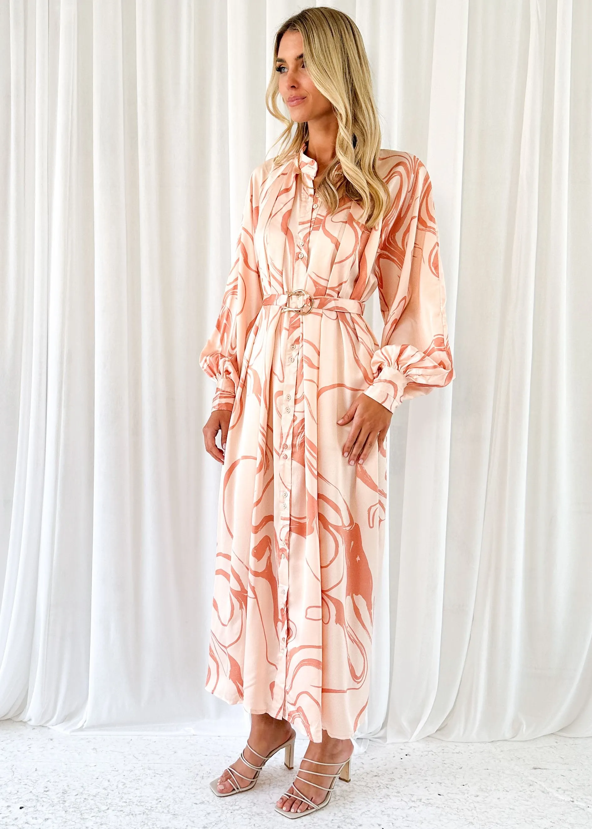 Nour Midi Dress - Peach Swirl sold by Gingham & Heels product image thumbnail 4