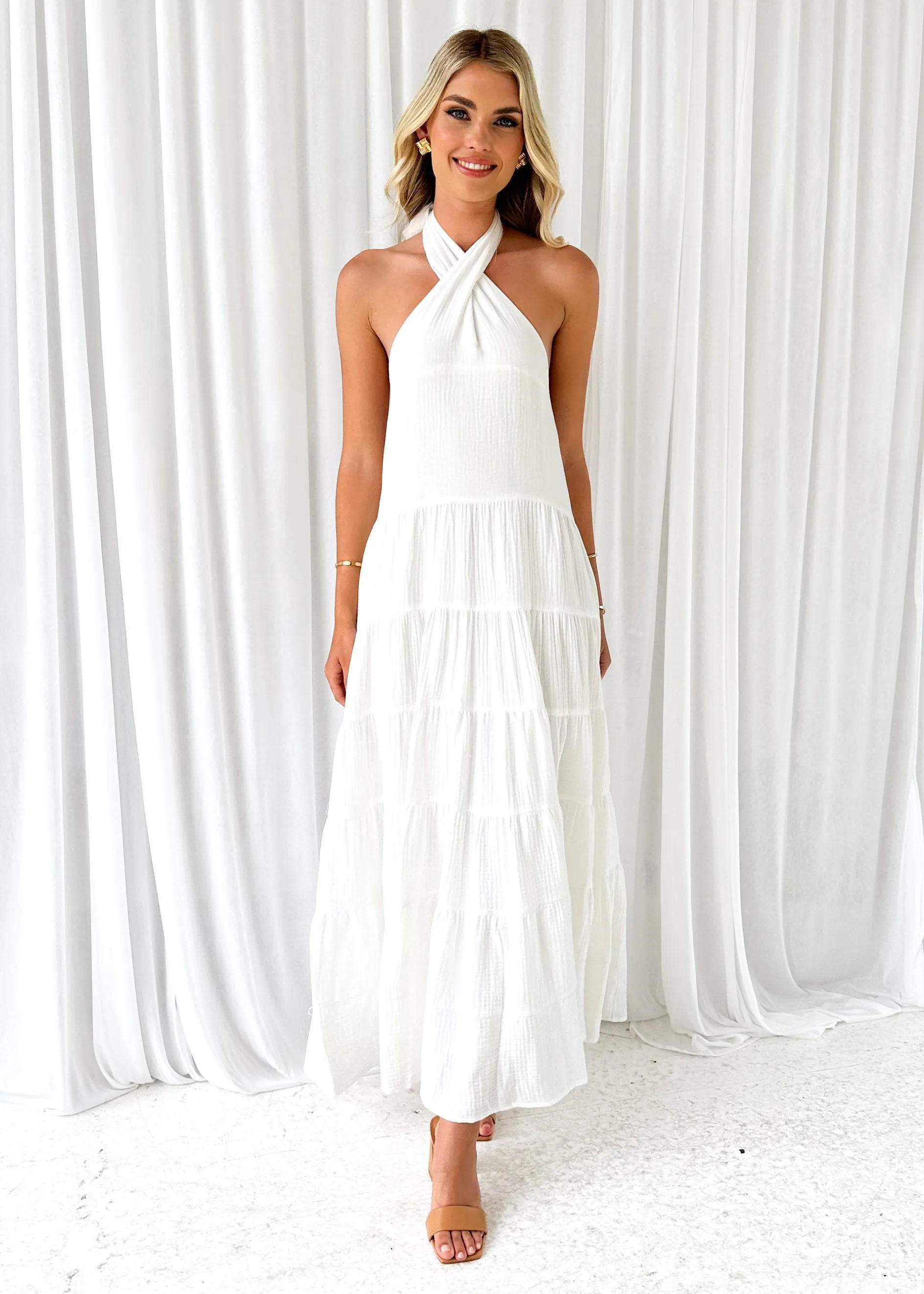 Sierry Halter Maxi Dress - Off White sold by Gingham & Heels product image thumbnail 5