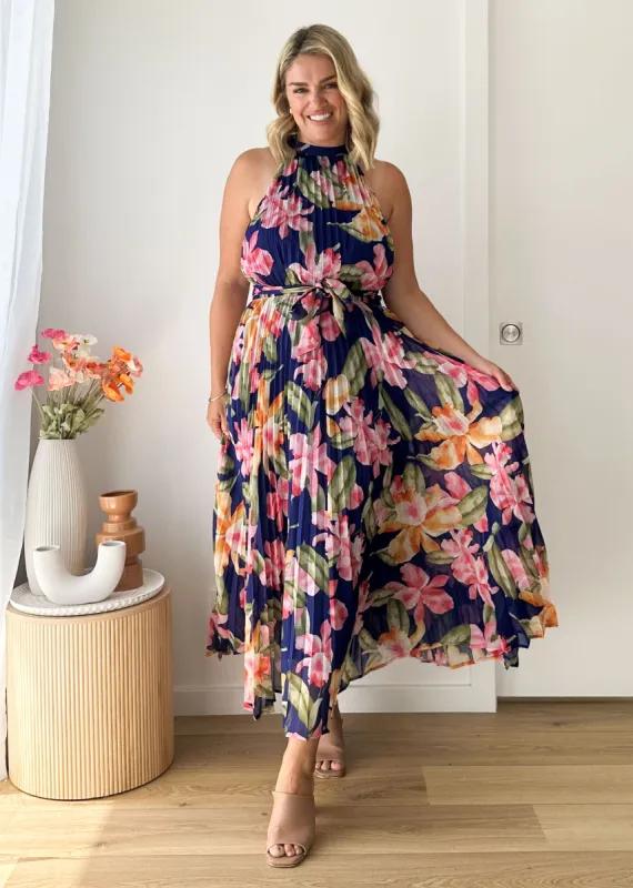 Sarra Midi Dress - Navy Floral sold by Gingham & Heels