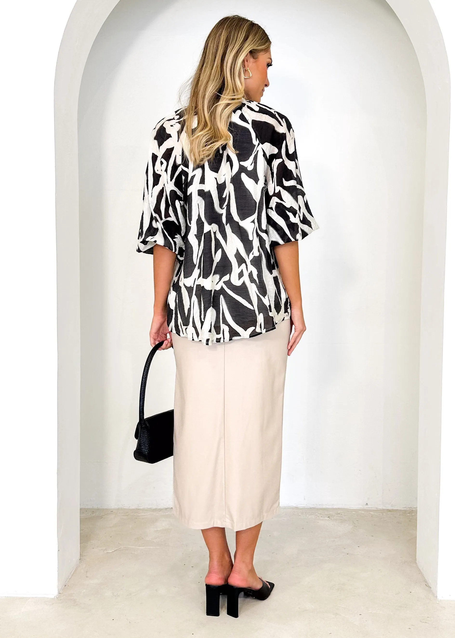 Anniea Shirt - Black Abstract sold by Gingham & Heels product image thumbnail 5