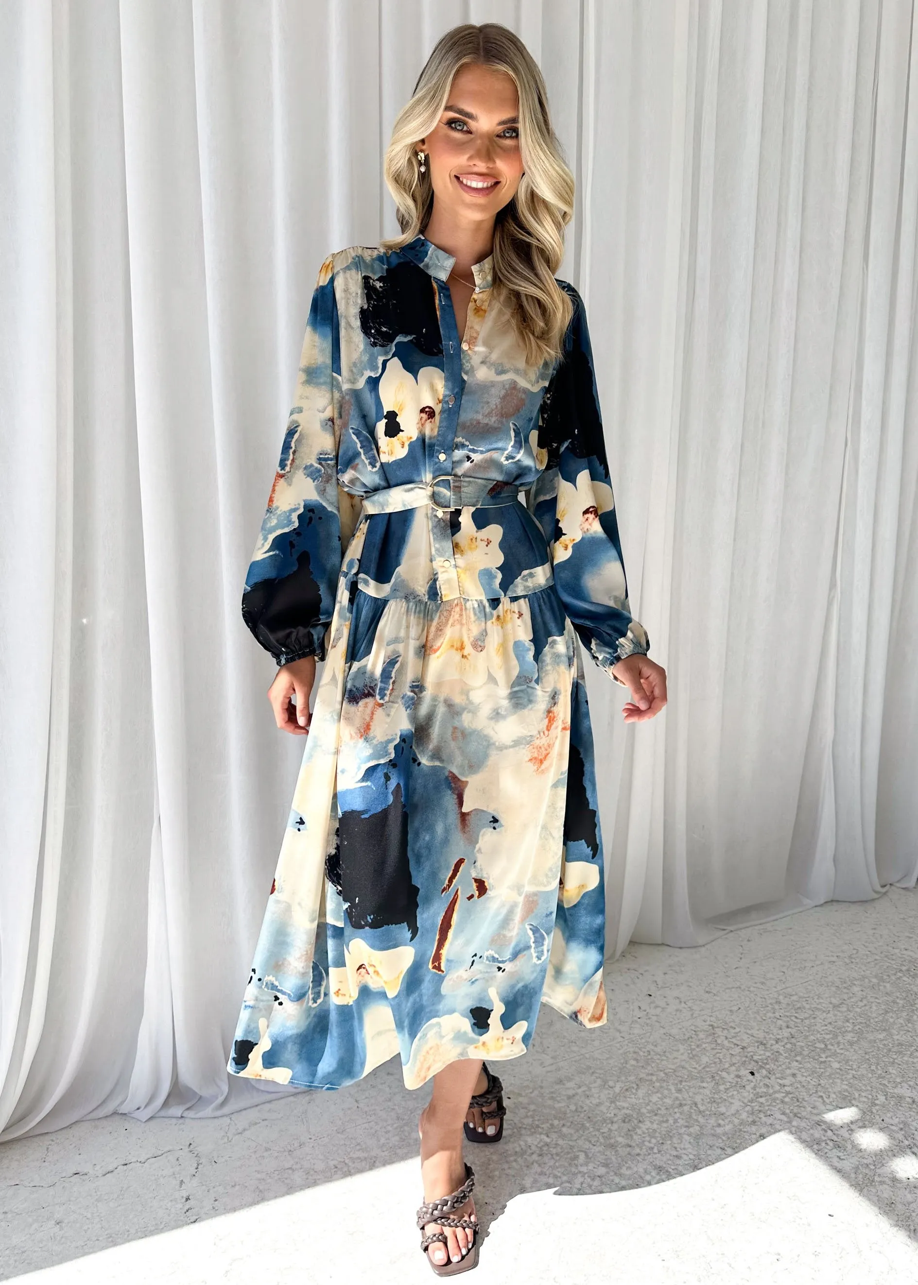 Sienna Midi Dress - Blue Marble sold by Gingham & Heels product image thumbnail 3