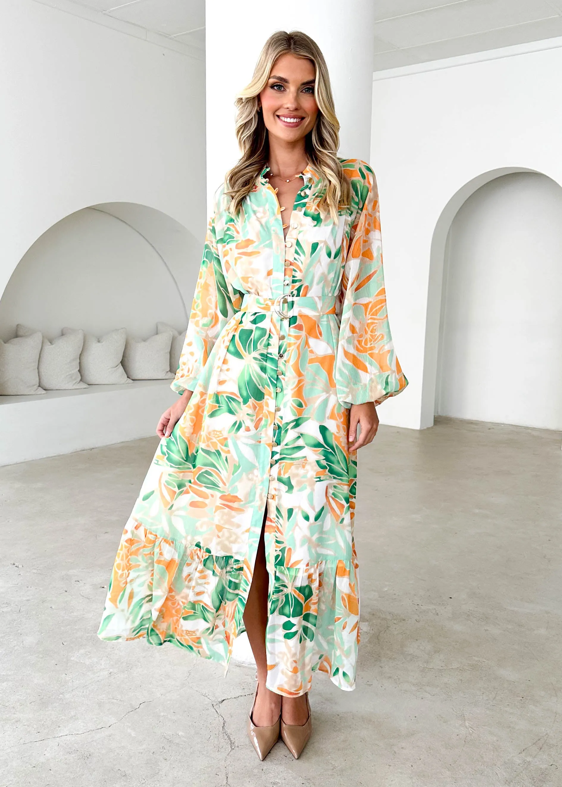 Anaisha Maxi Dress - Mint Palm sold by Gingham & Heels